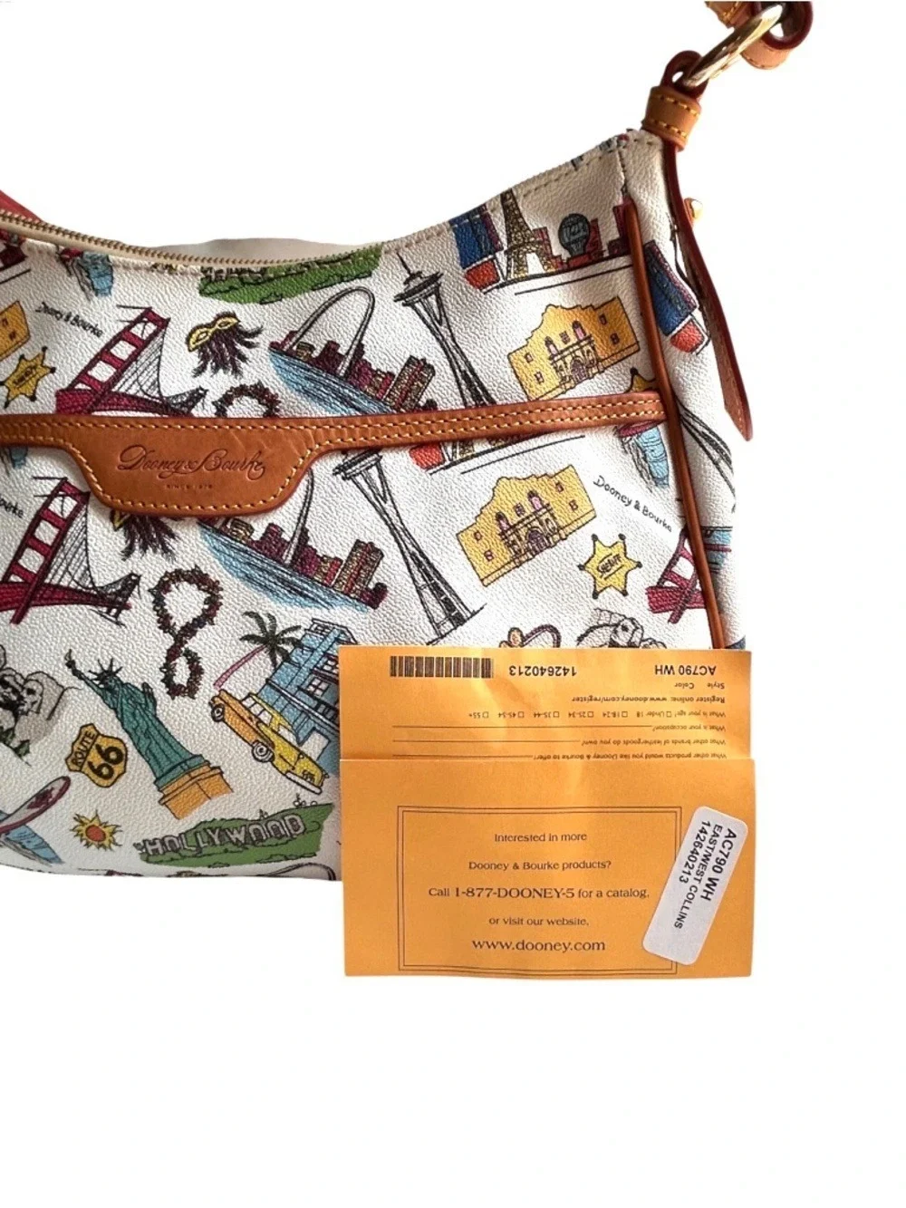 NWOT Dooney & Bourke East West Colins Hobo Bag Americana Icon Landmarks Bag